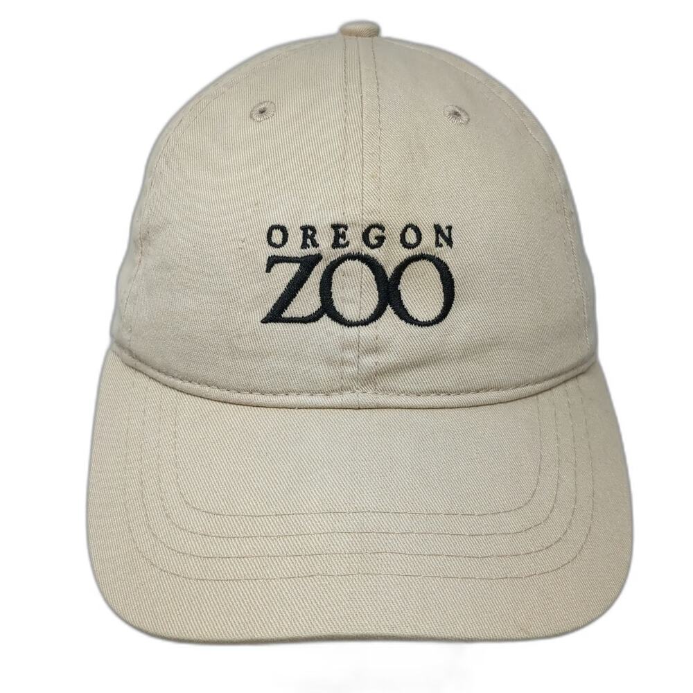 KNP Oregon Zoo Baseball Cap Beige One Size Strapback Cotton Twill Graphic Hat
